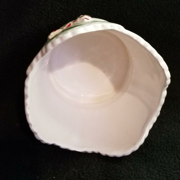 Vintage 80s Geo Z Lefton Holly Planter Candy Dish White 5" - Picture 3 of 5